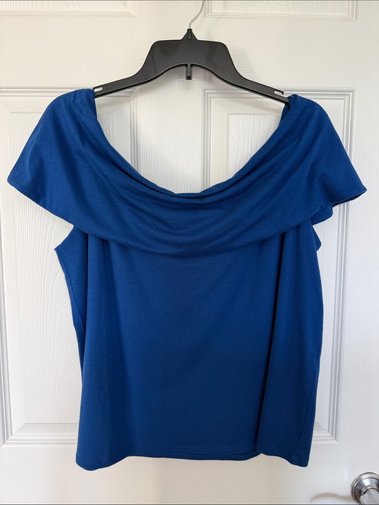J. Jill Tops - J. Jill Foldover Off-The-Shoulder Knit Top in Blue, Women’s XLP